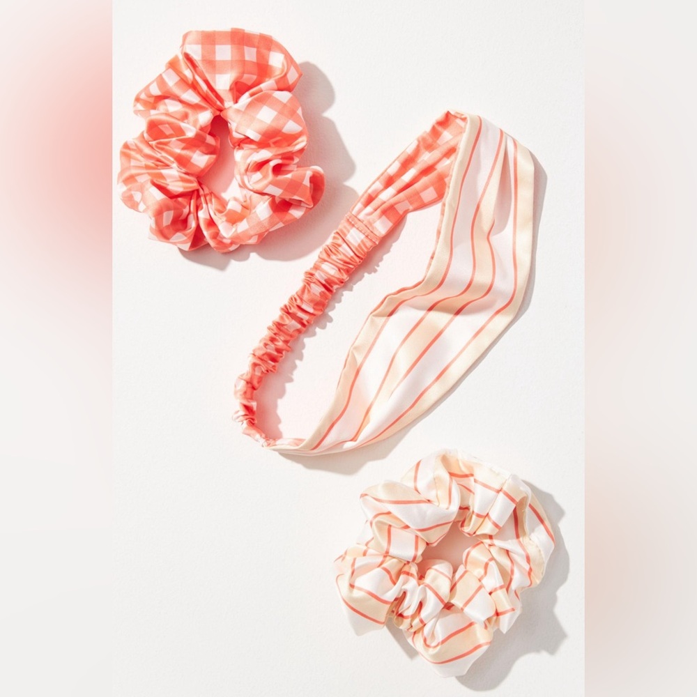 Anthropologie Printed Silky Headband & Scrunchies Set